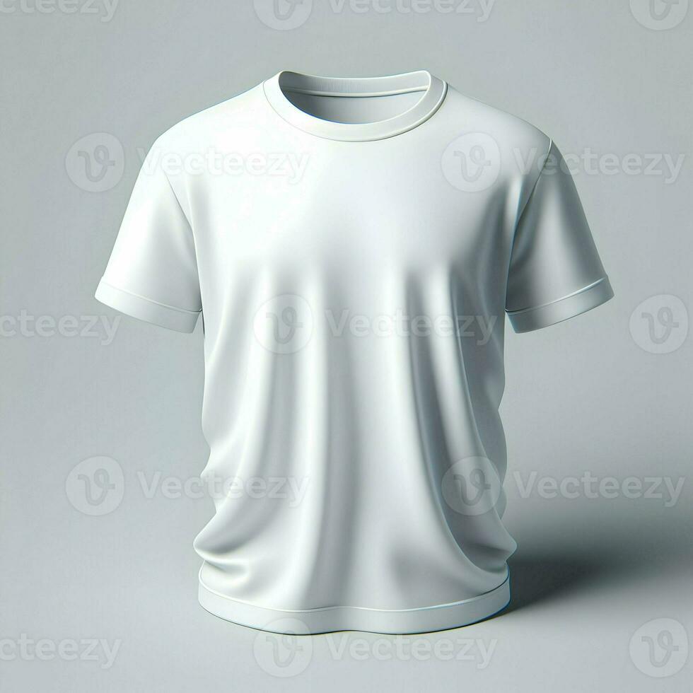 ai généré blanc T-shirt maquette isolé sur blanc Contexte photo