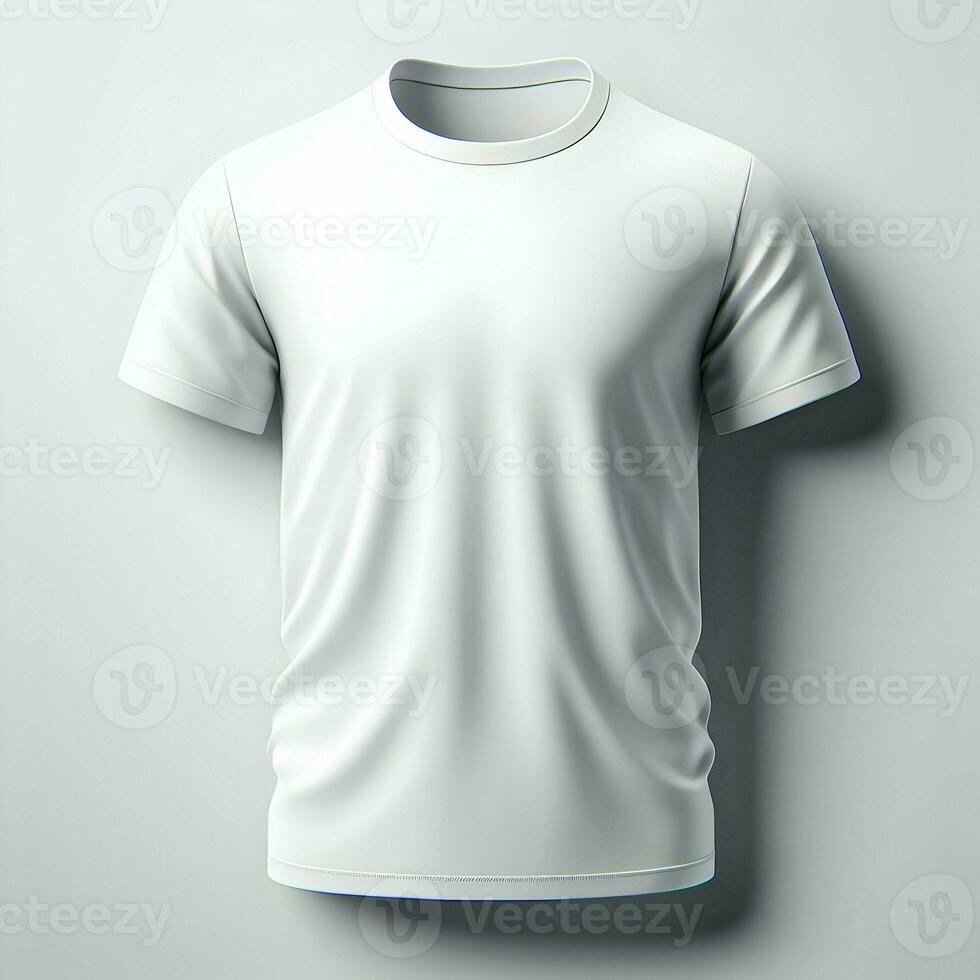 ai généré blanc T-shirt maquette isolé sur blanc Contexte photo