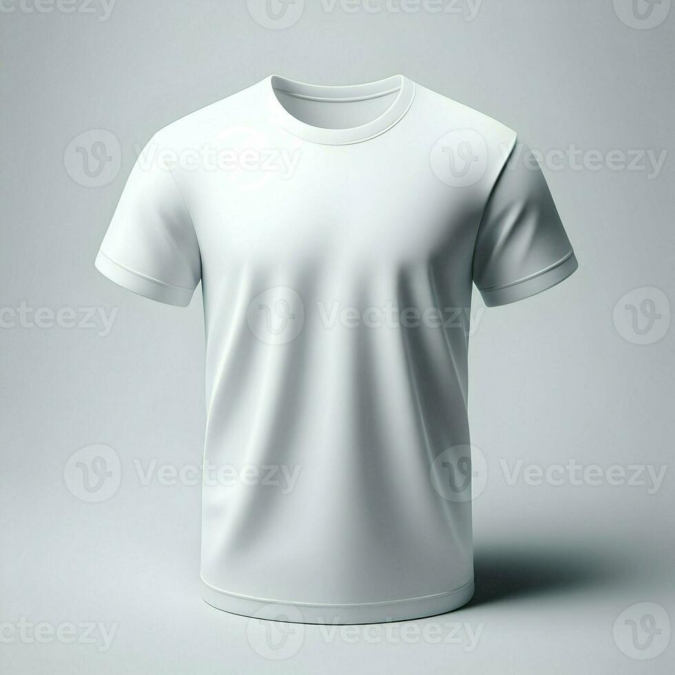 ai généré blanc T-shirt maquette isolé sur blanc Contexte photo