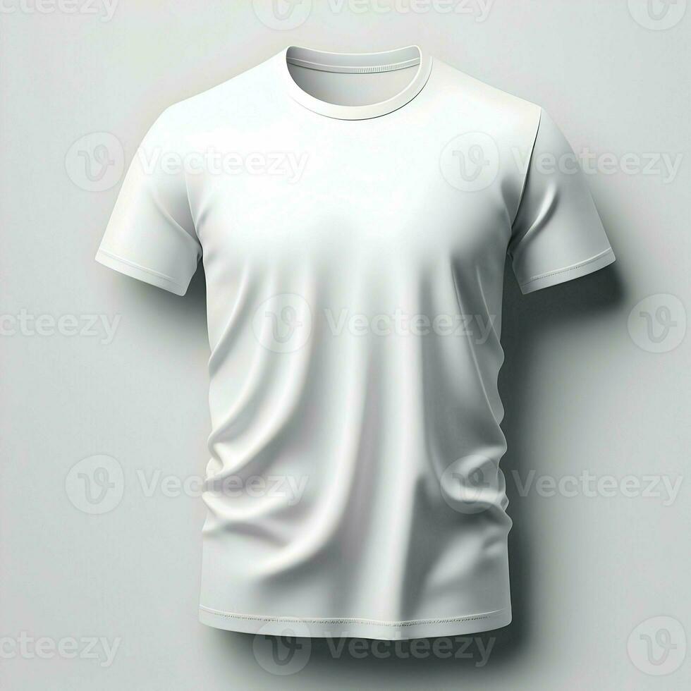 ai généré blanc T-shirt maquette isolé sur blanc Contexte photo