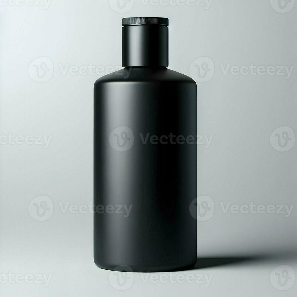 ai généré 3d illustration le rendu aluminium bouteille sur blanc Contexte noir gris blanc photo