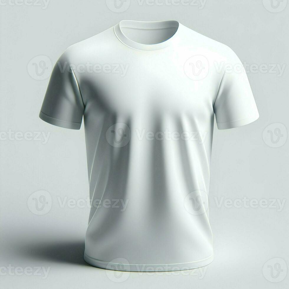 ai généré blanc T-shirt maquette isolé sur blanc Contexte photo