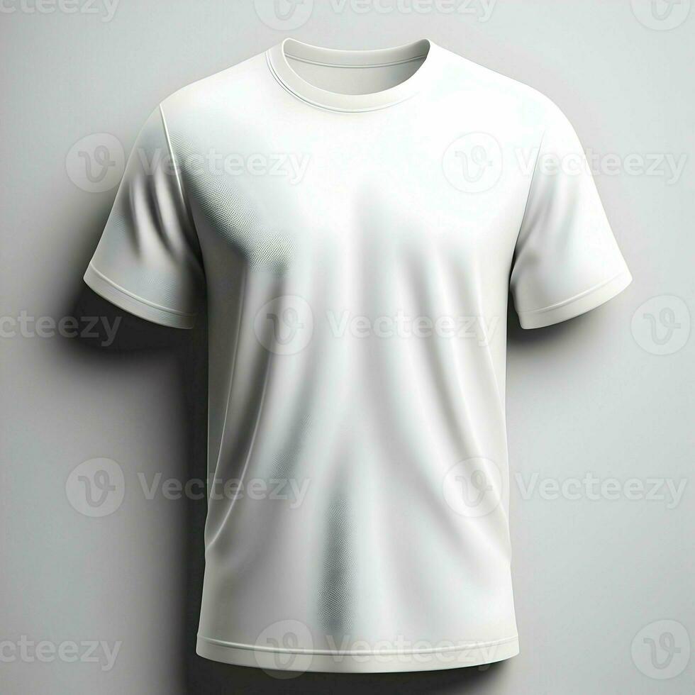 ai généré blanc T-shirt maquette isolé sur blanc Contexte photo