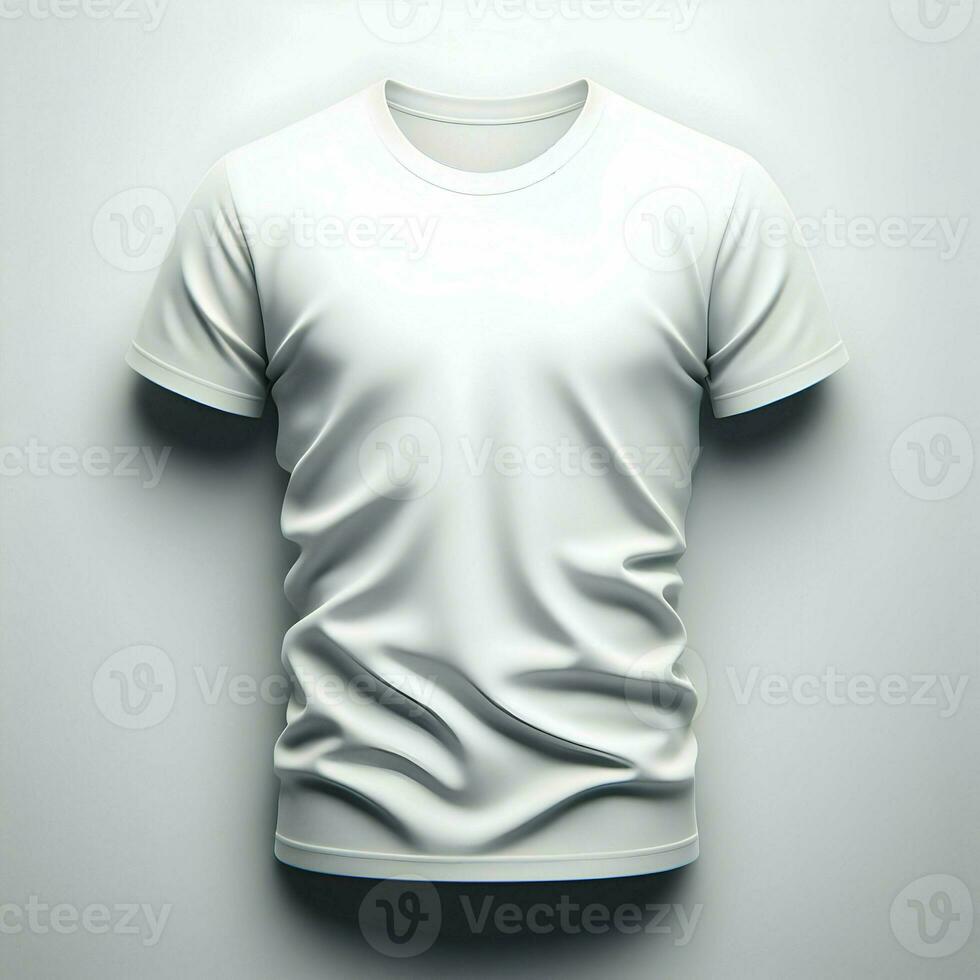 ai généré blanc T-shirt maquette isolé sur blanc Contexte photo