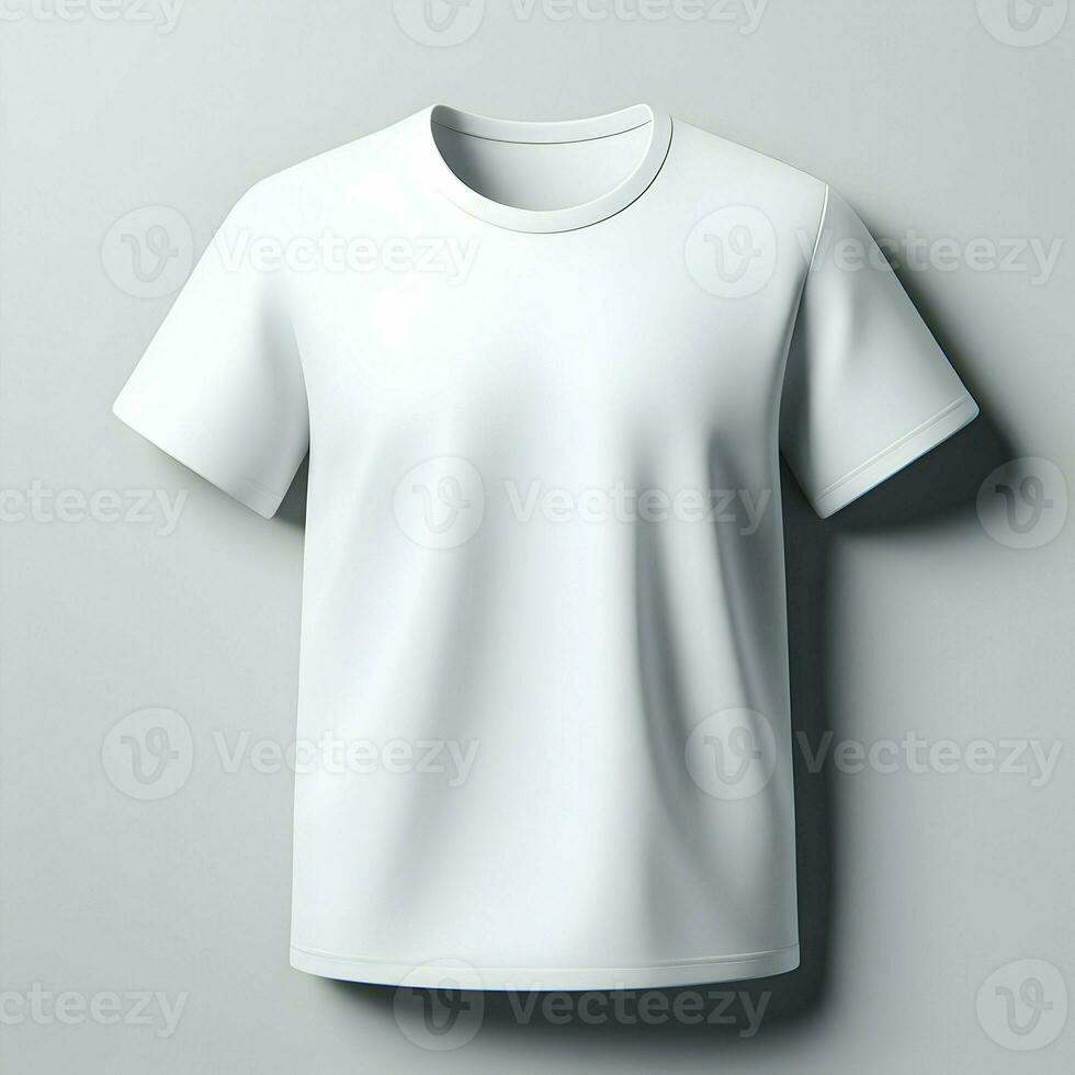 ai généré blanc T-shirt maquette isolé sur blanc Contexte photo