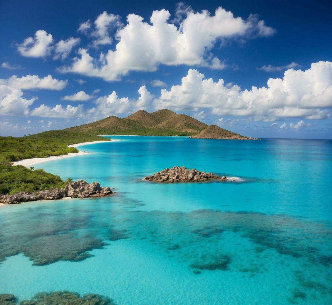 ai généré magnifique plage à les Seychelles, la digue île photo