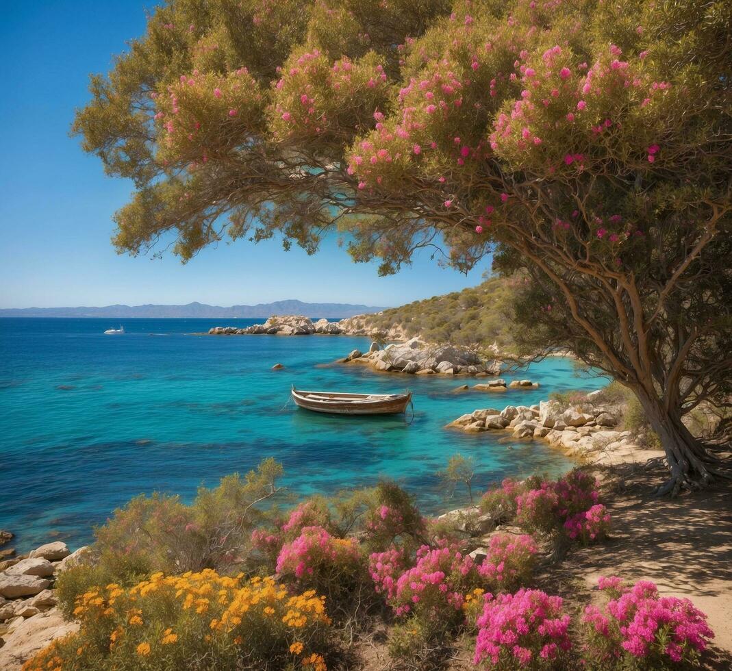 ai généré Provence, Provence, France. lavande champ avec le église de st. Nicolas. photo