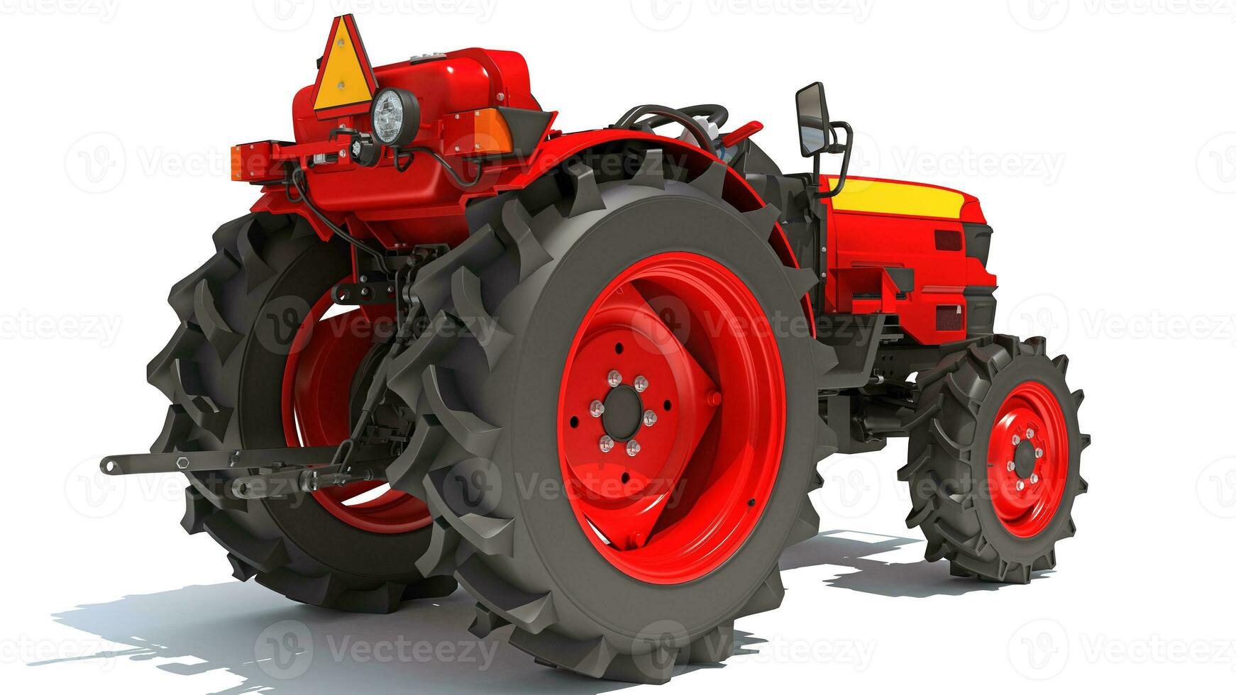 ferme tracteur 3d le rendu sur blanc Contexte photo