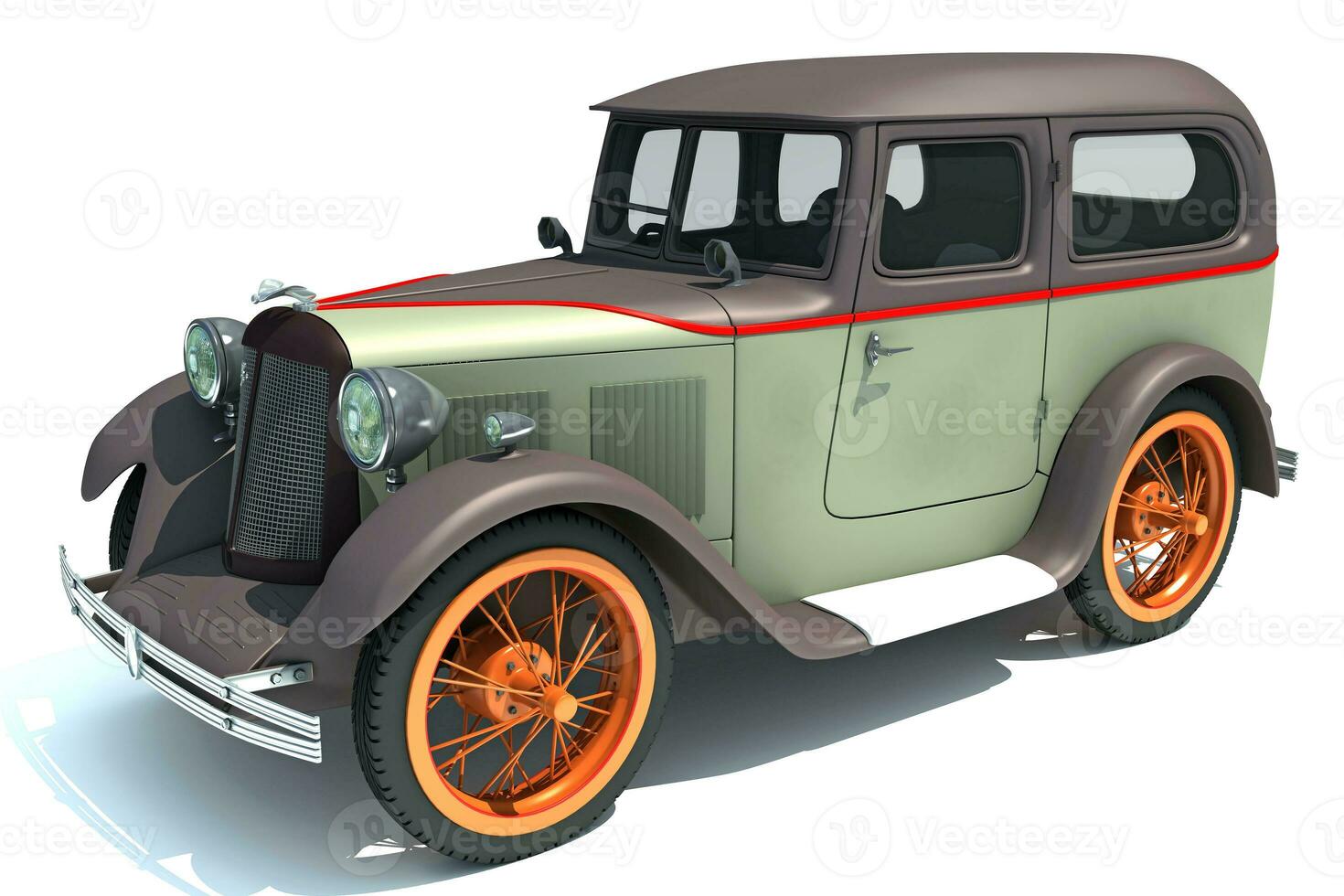 vieux antique voiture 3d le rendu sur blanc Contexte photo