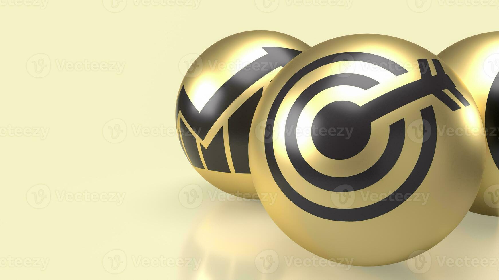 le cible icône sur or Balle pour affaires concept 3d le rendu. photo