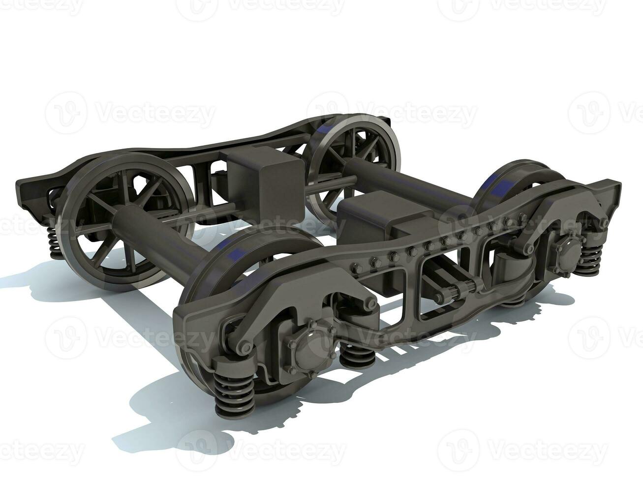 train roues bogie 3d le rendu sur blanc Contexte photo