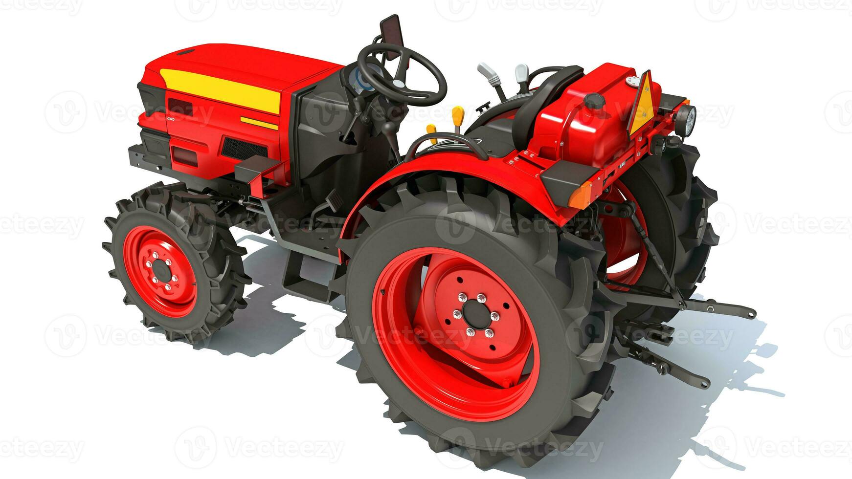 ferme tracteur 3d le rendu sur blanc Contexte photo