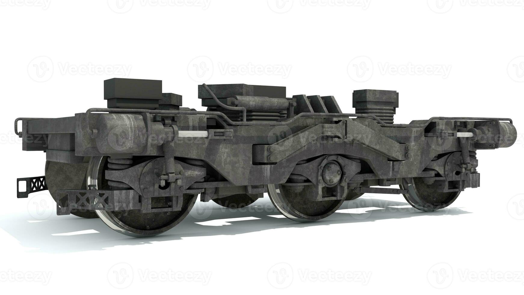 train roues bogie 3d le rendu sur blanc Contexte photo