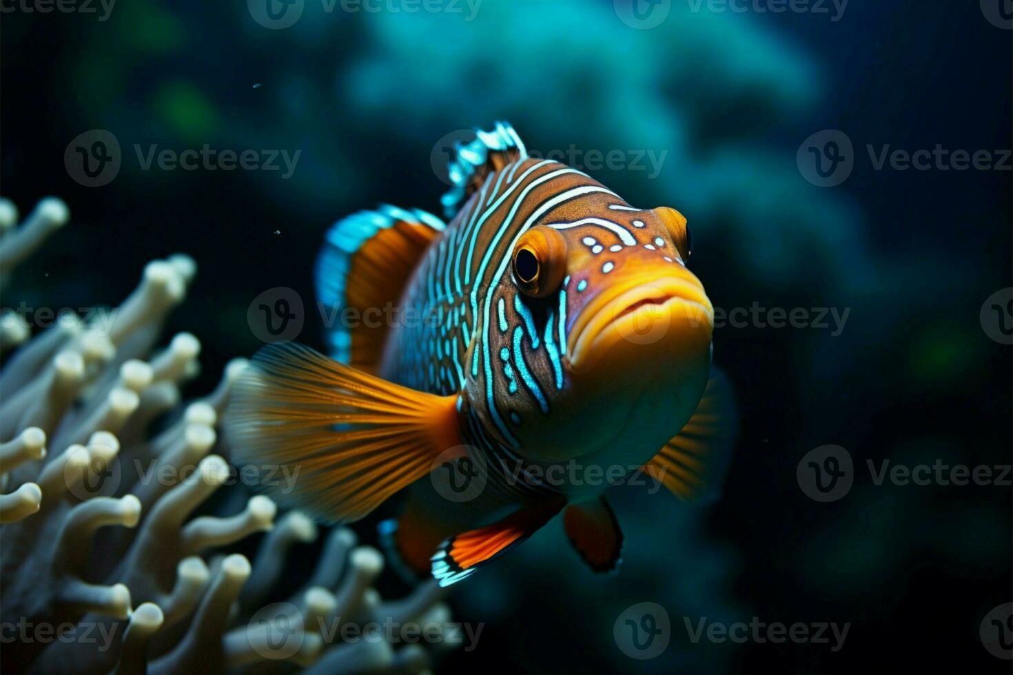ai généré mer élégance dépeint dans une magnifique poisson portrait sous-marin photo