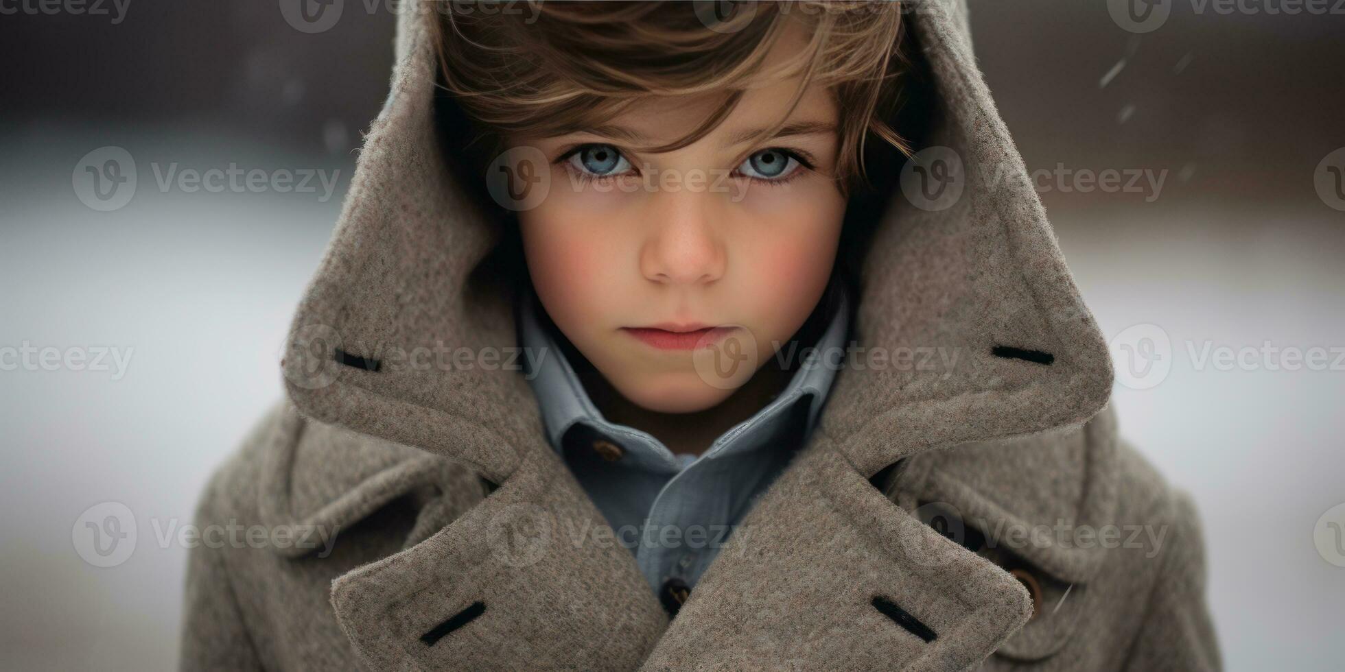 ai généré chaud, attrayant image de une garçon dans une encapuchonné manteau. ai génératif. photo