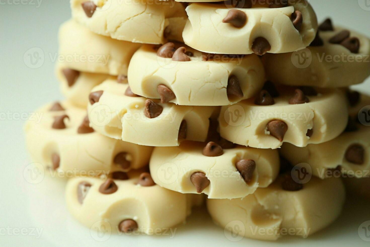 ai généré proche en haut délice une monticule de blanc Chocolat frites fait signe douceur photo