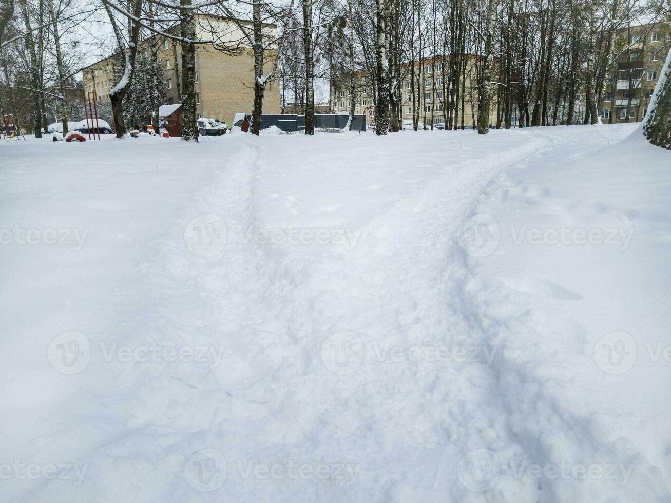 paysage coup de le rue sur le hiver journée. saison photo