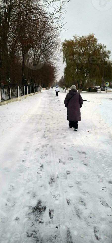 paysage coup de le rue sur le hiver jour, saison photo