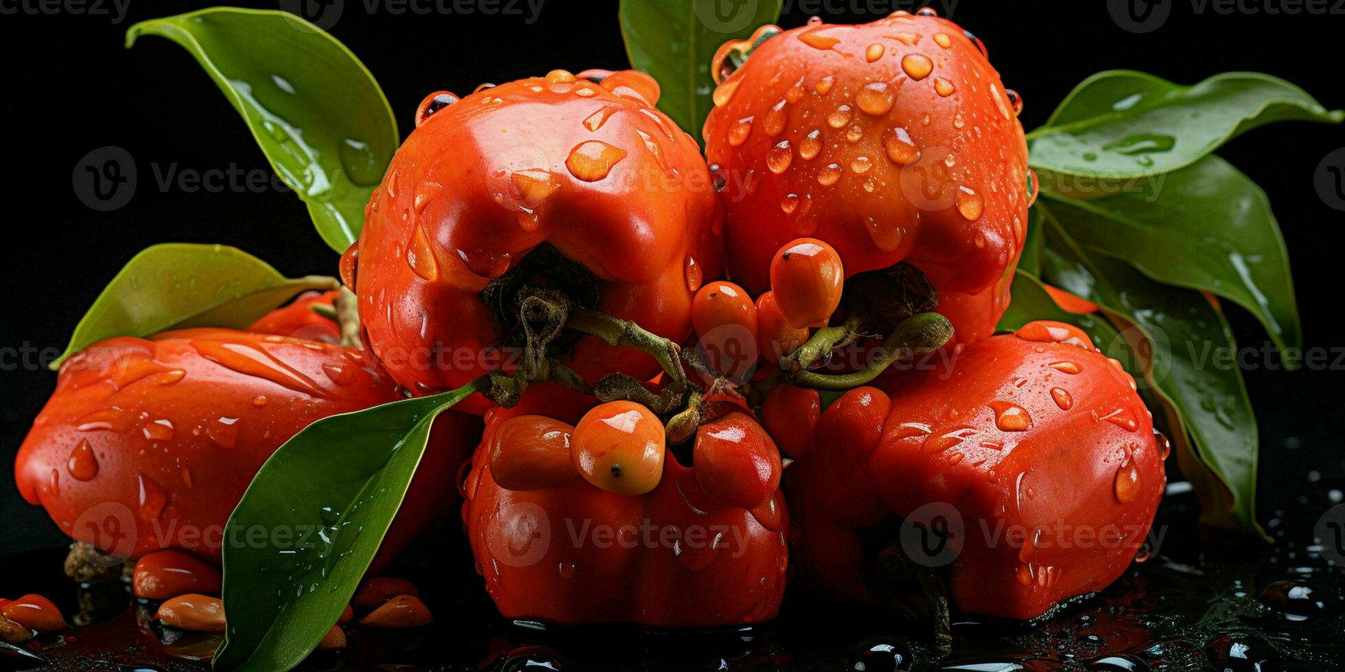 ai généré Frais akées pile avec l'eau gouttelettes. tropical blighia sapida fruit. génératif ai photo