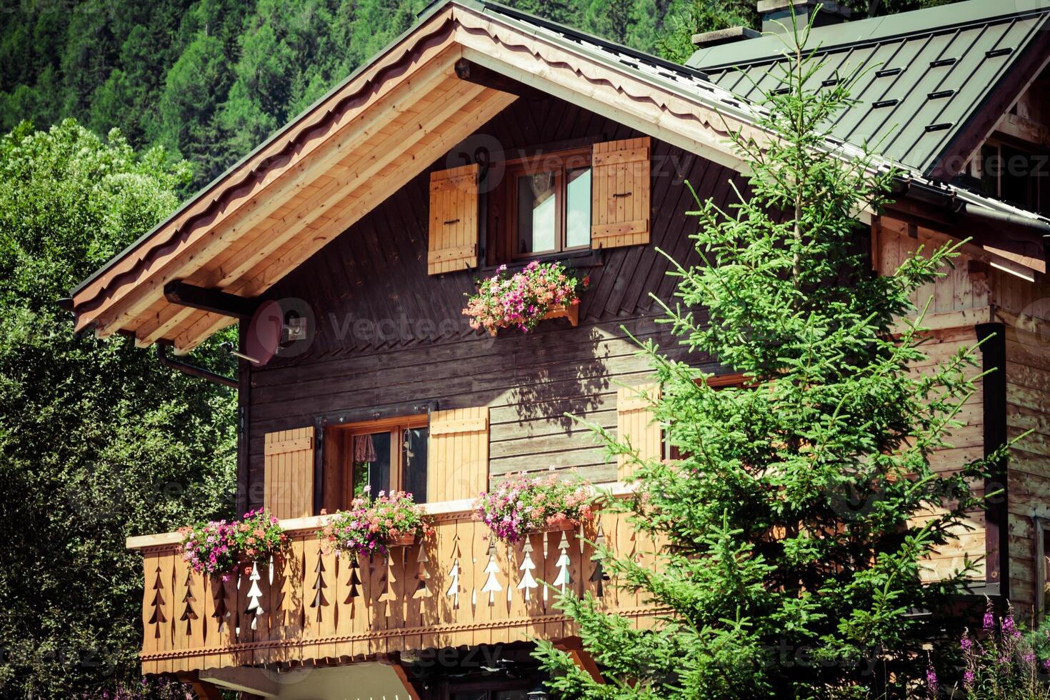 traditionnel pays maison dans la suisse Alpes photo