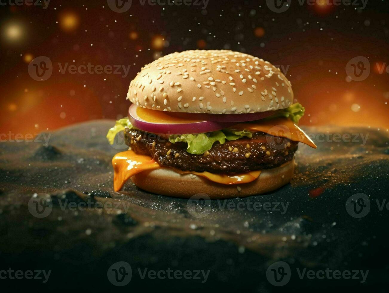 ai généré une délicieux Burger avec univers Contexte. Hamburger. ai génératif photo