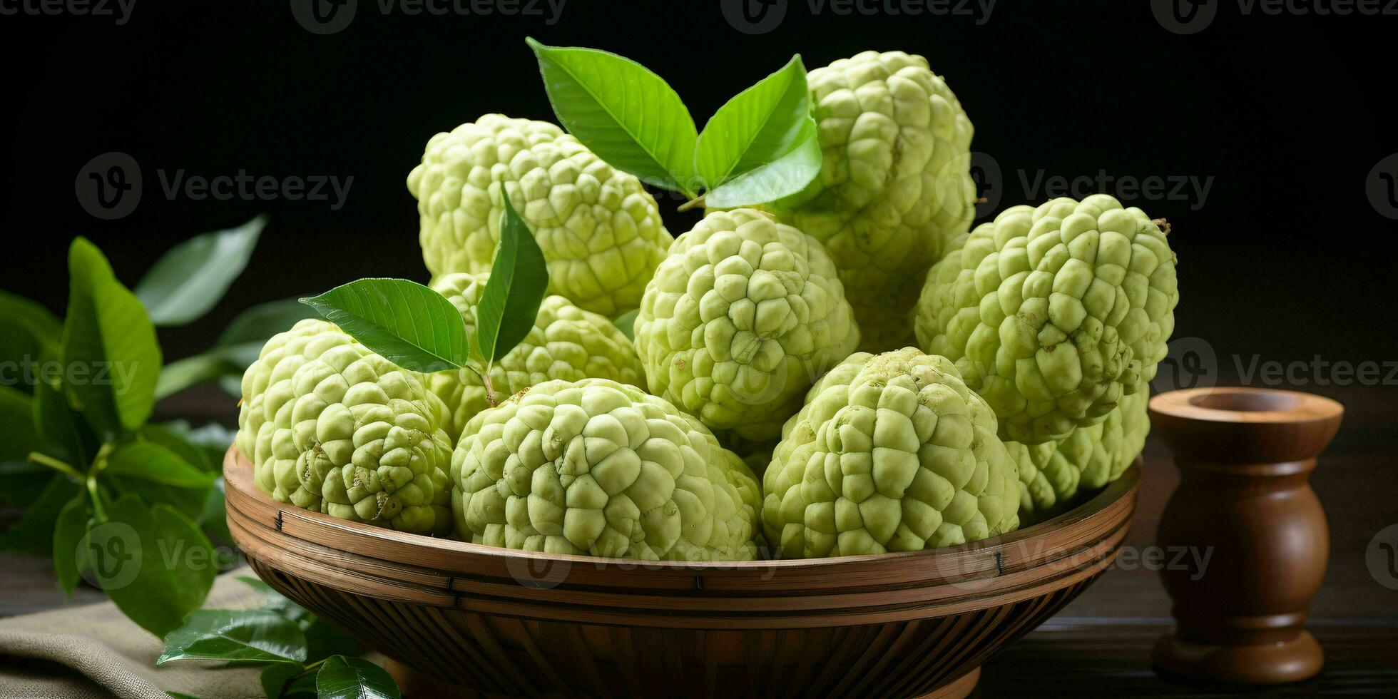 ai généré Frais Crème pommes dans une panier. sucre Pomme. en bonne santé fruit. génératif ai photo