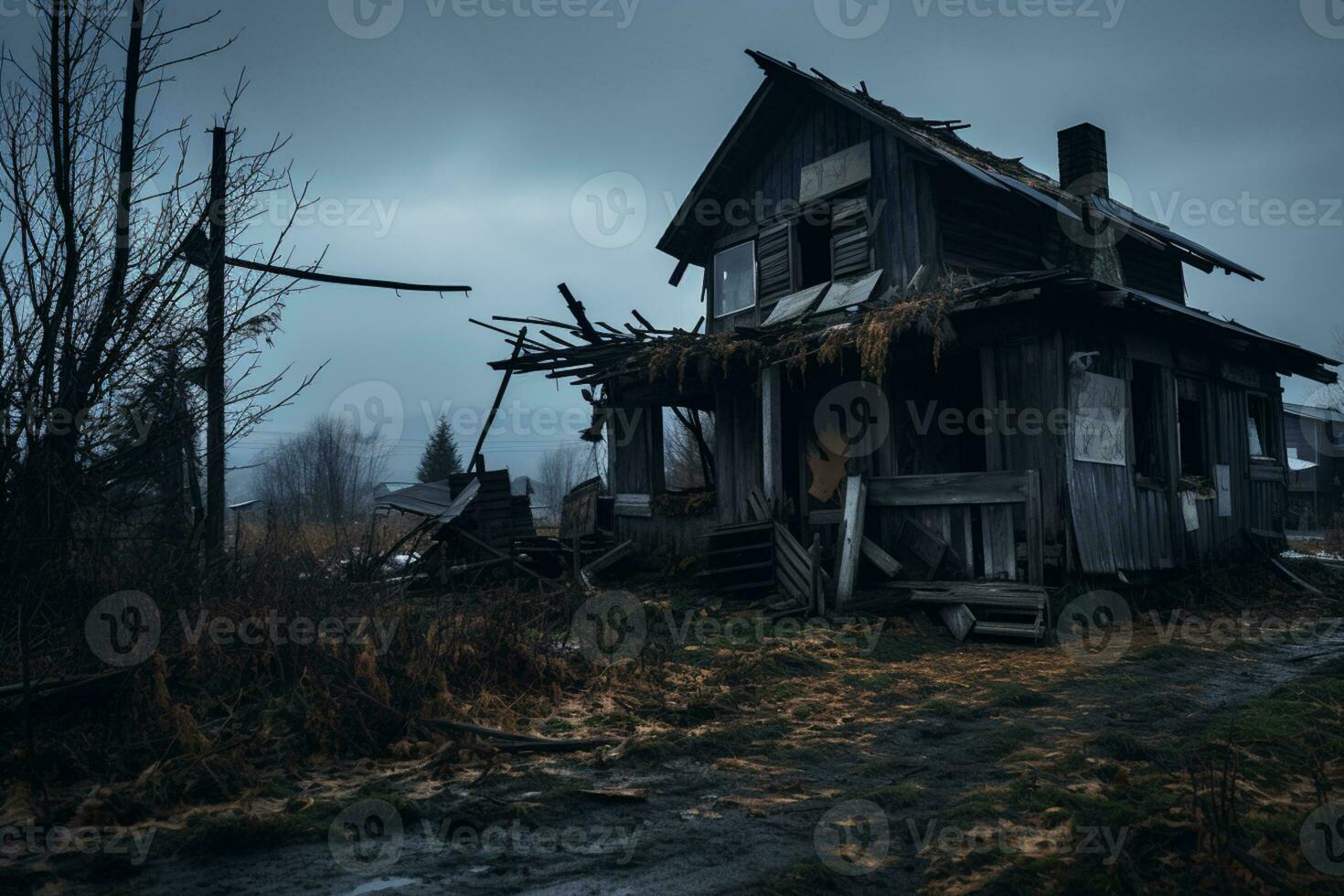 ai généré un abandonné maison dans le milieu de nulle part photo