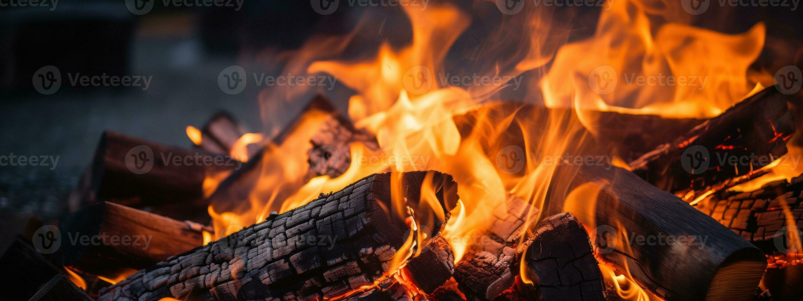 ai généré fascinant Feu fosse flammes, vacillant danse, crépitement bois. ai génératif. photo