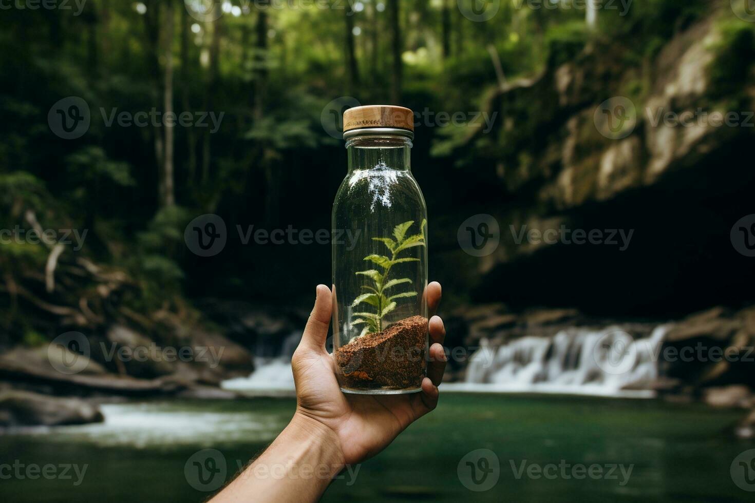 ai généré zéro Plastique, éco-responsable vivant avec durable bouteille. photo