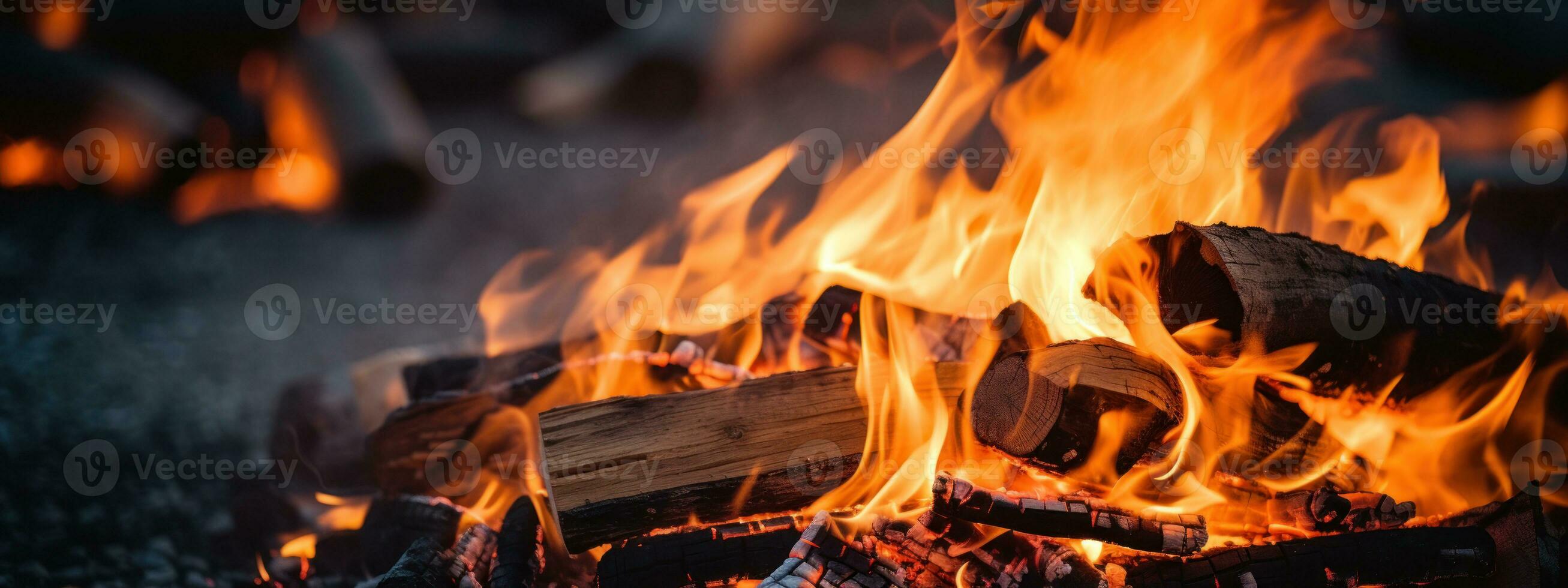 ai généré fascinant Feu fosse flammes, vacillant danse, crépitement bois. ai génératif. photo