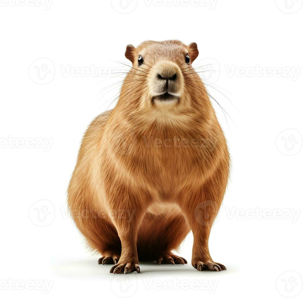 ai généré capybara sur blanc arrière-plans photo