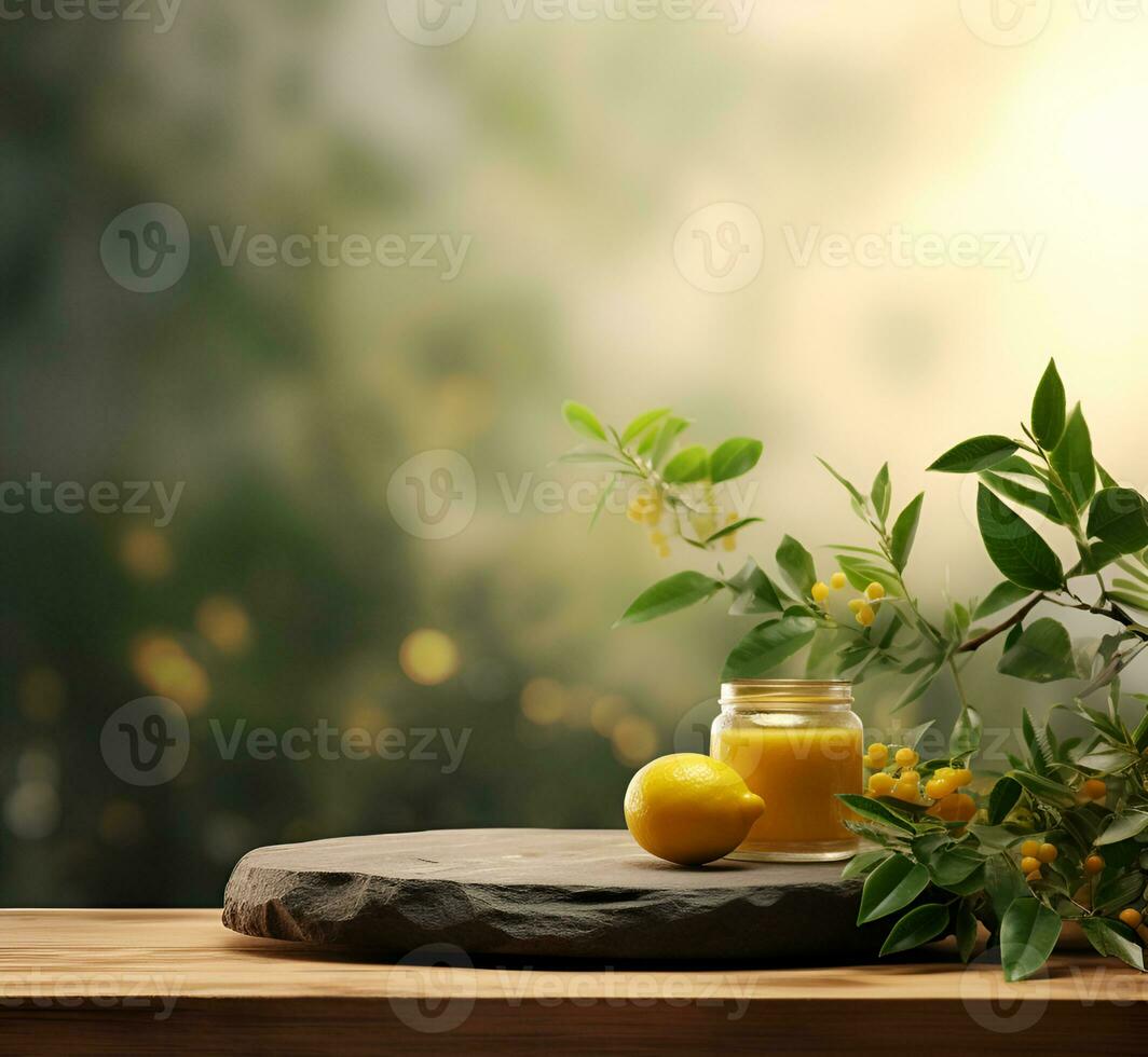 ai généré citrons des fruits arrière-plans avec vide en bois tableau. généré ai photo