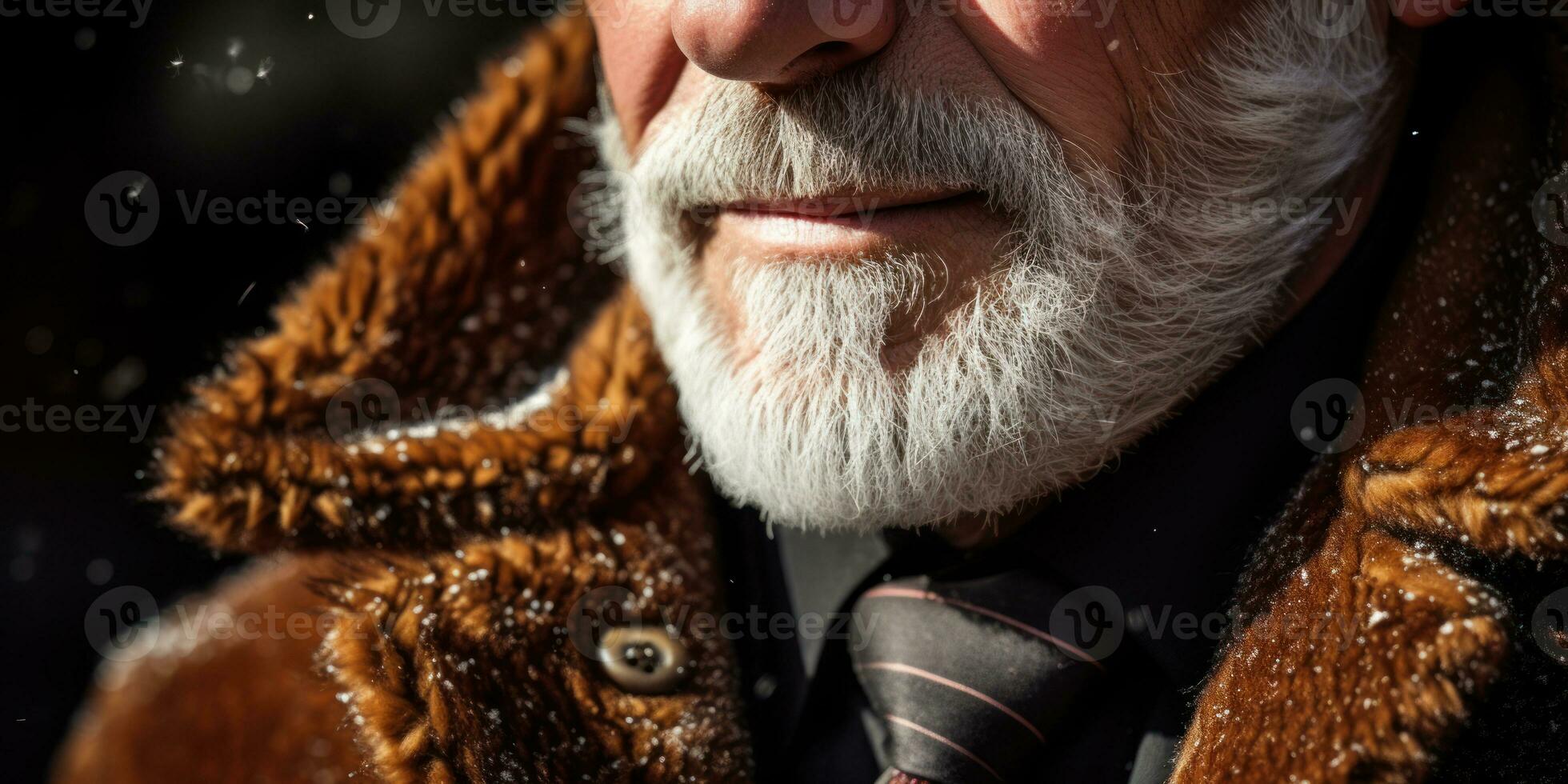 ai généré personnes âgées gentilhomme avec barbe, exquis fourrure manteau. ai génératif. photo