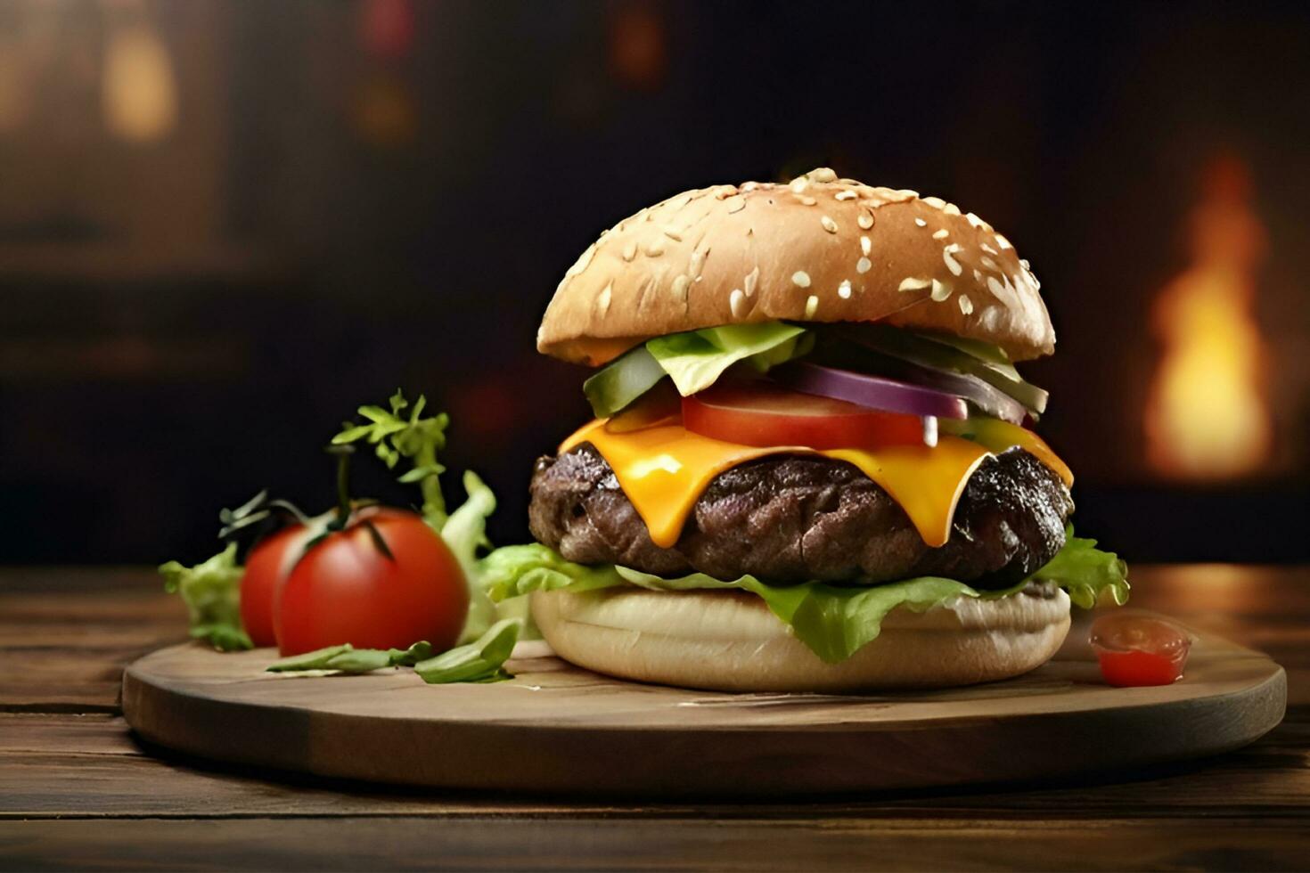 ai généré double du boeuf Burger afficher Photos HD résolution