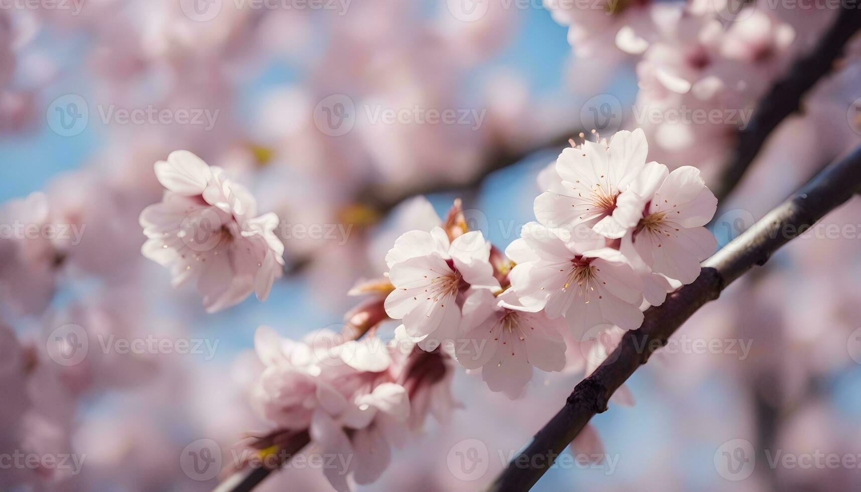 ai généré Cerise fleurs sont épanouissement dans le printemps photo