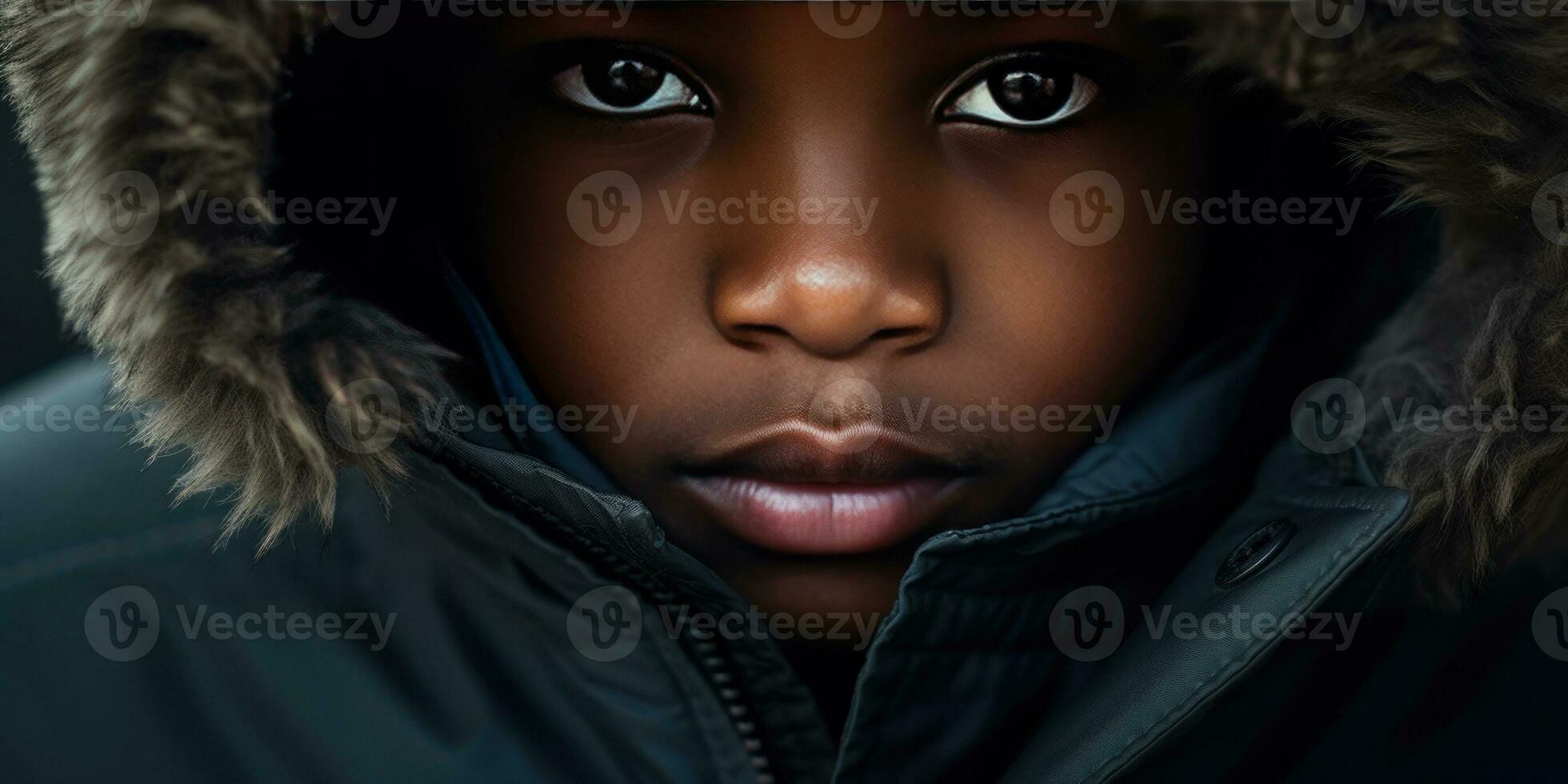 ai généré captivant gros plans de enfant dans hiver tenue. ai génératif. photo