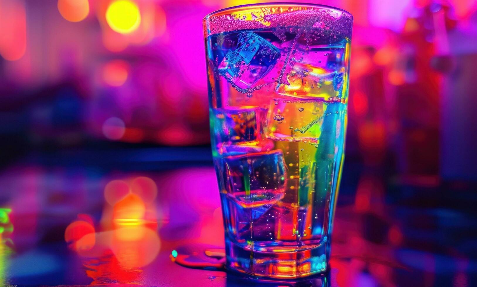 ai généré une boisson est assis sur une foncé Contexte avec une coloré paille, avec un vide verre photo