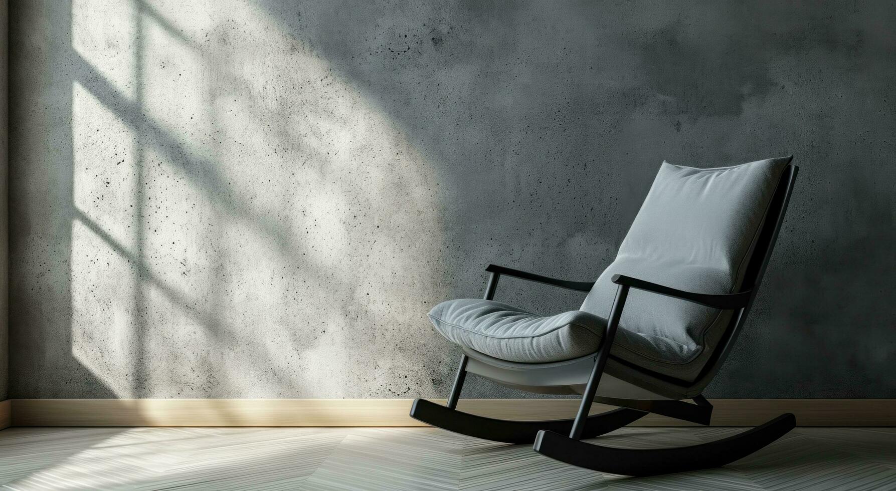 ai généré une contemporain style gris balancement chaise mis contre une peint béton mur photo