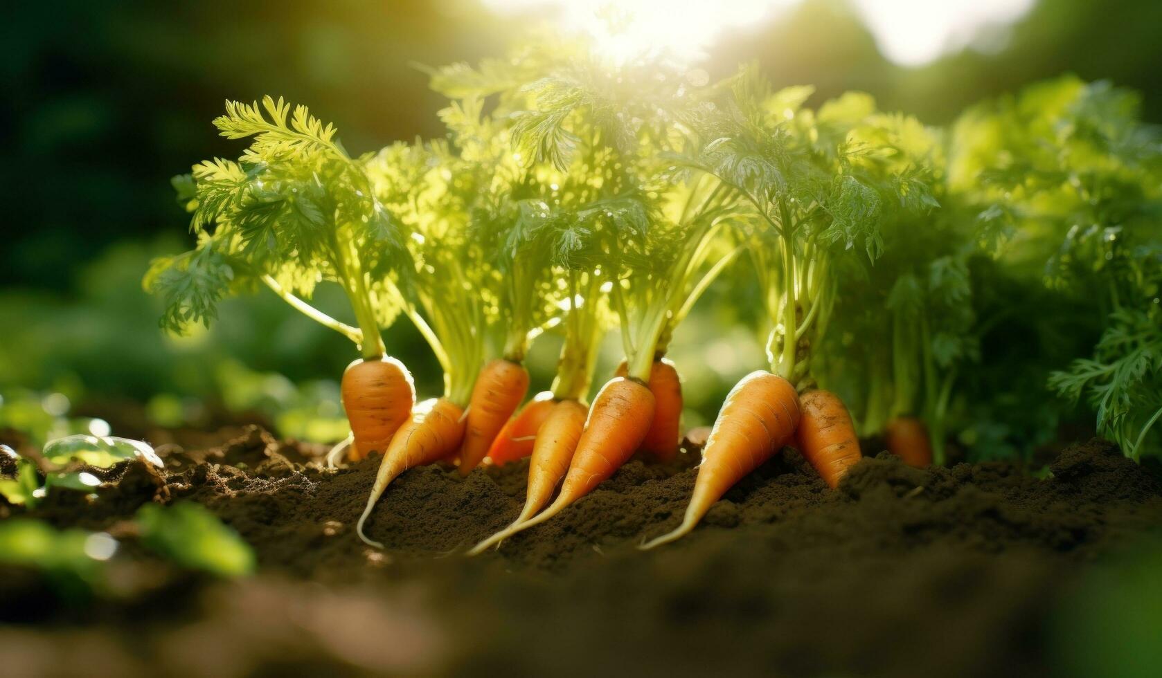 ai généré une bouquet de carotte les plantes grandir dans une jardin photo