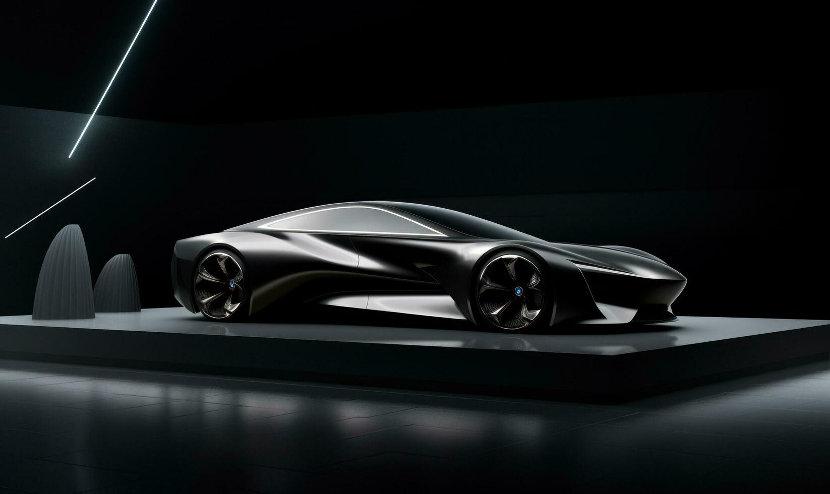 ai généré une noir concept voiture est sur le table photo