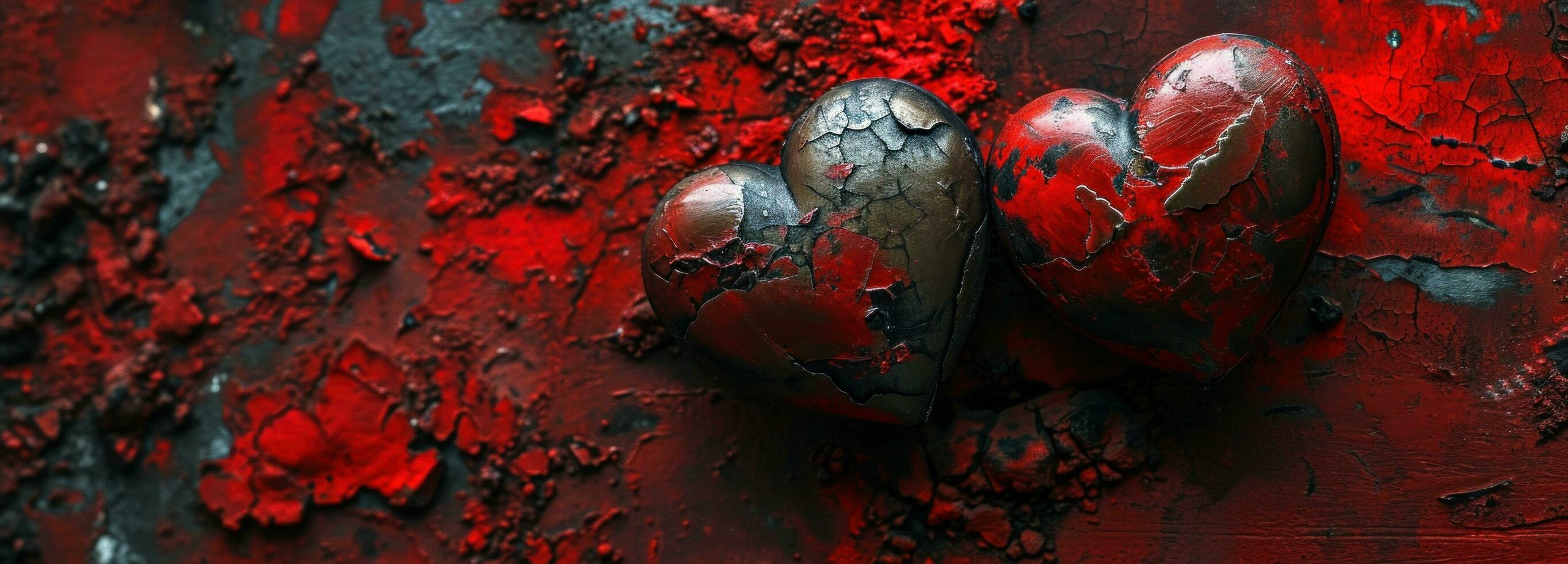 ai généré deux cœurs avec une rouge Contexte photo