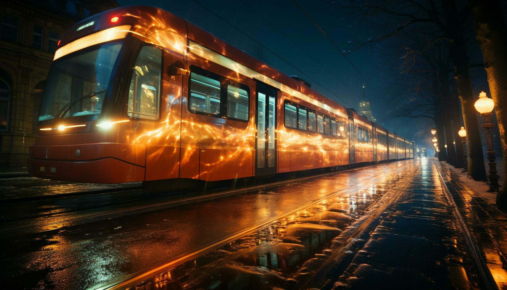 flou mouvement de haute la vitesse train sur futuriste chemin de fer Piste  généré par ai 25493283 Photo de stock chez Vecteezy