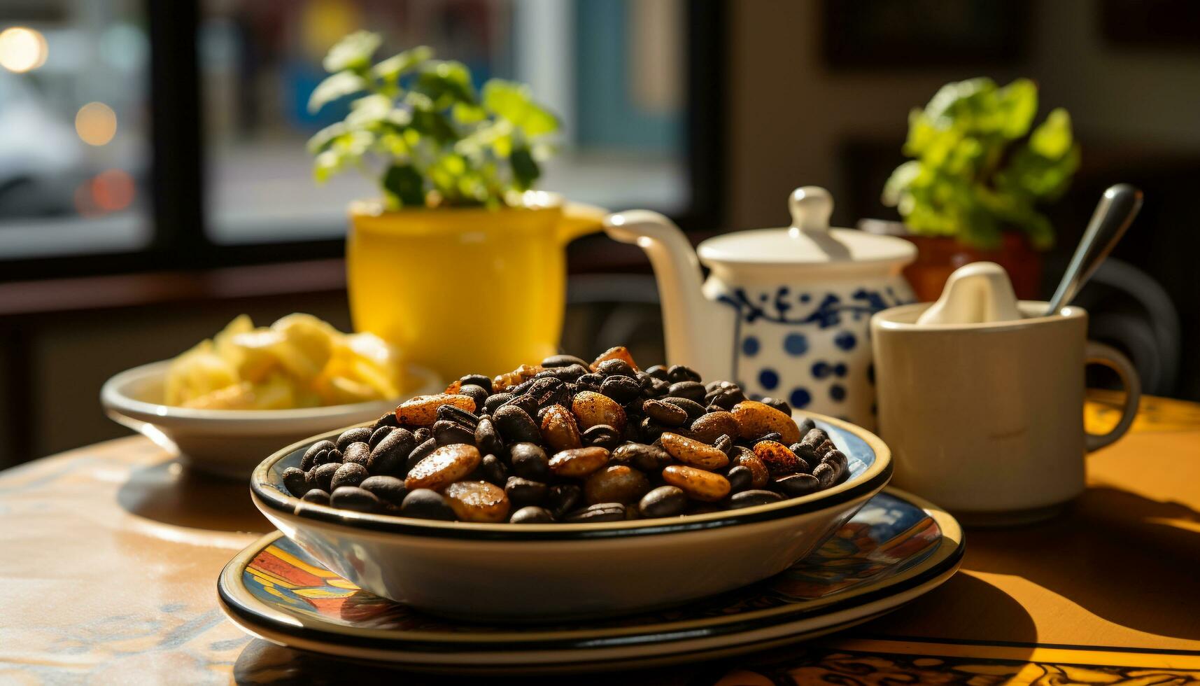 ai généré Frais café sur en bois tableau, une parfait Matin rafraîchissement généré par ai photo