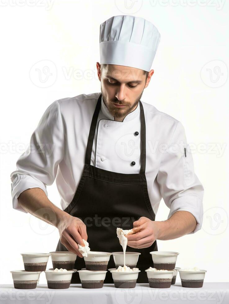 ai généré artisan Masculin boulanger dans boulangerie, ai généré photo