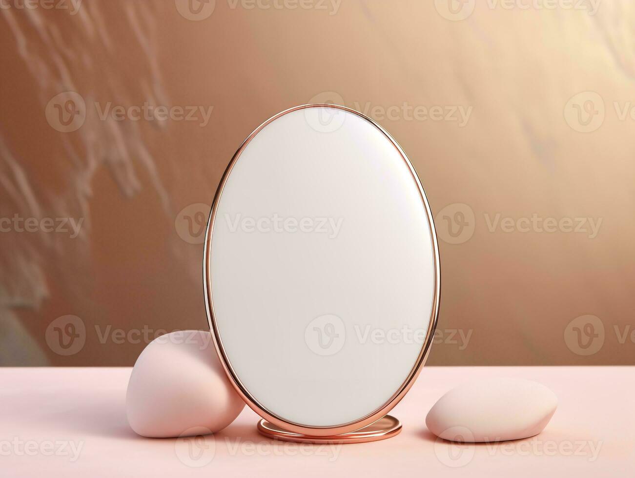 ai généré élégant compact miroir maquette pour beauté et accessoires - ai généré photo