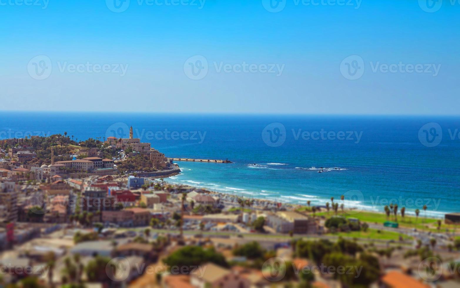 vue aérienne des quartiers sud de tel aviv et du vieux jaffa photo