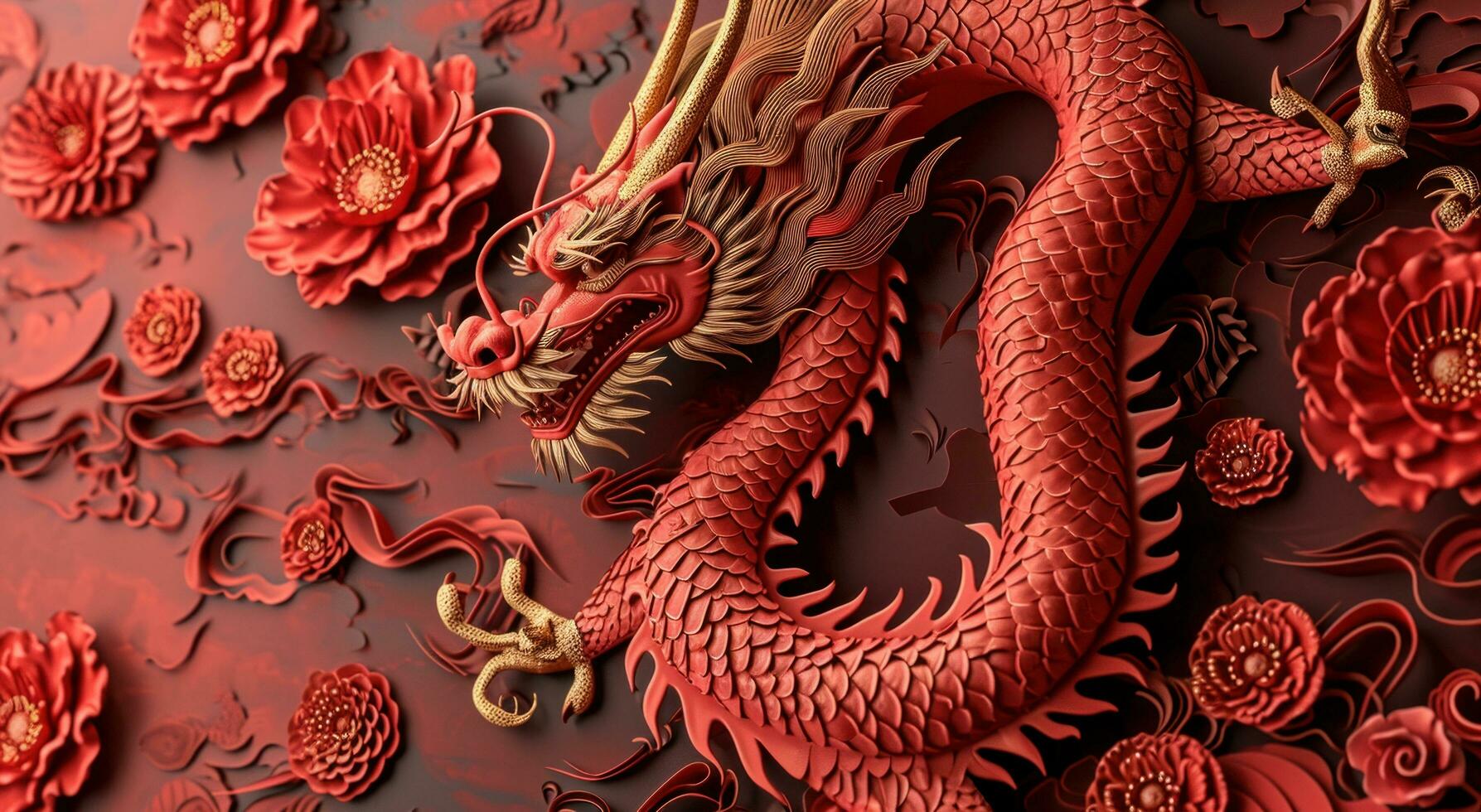 ai généré chinois Nouveau année Contexte avec coloré dragon photo