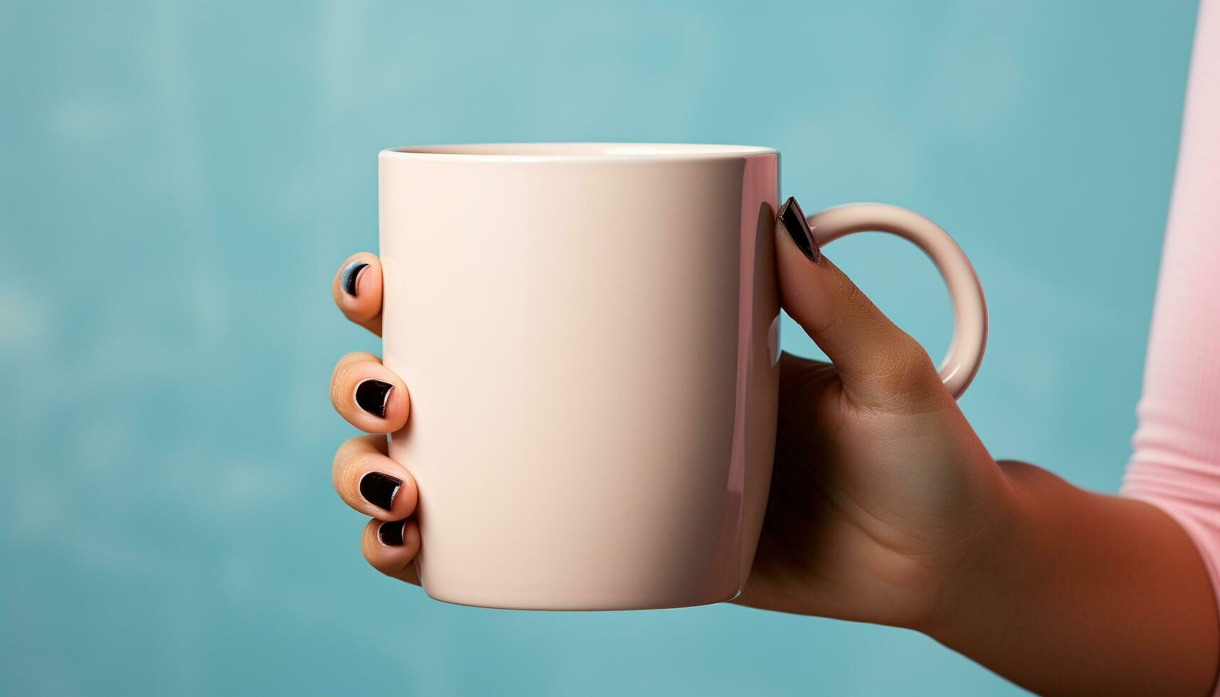 ai généré Jeune femme en portant chaud café tasse, profiter une relaxant Pause généré par ai photo