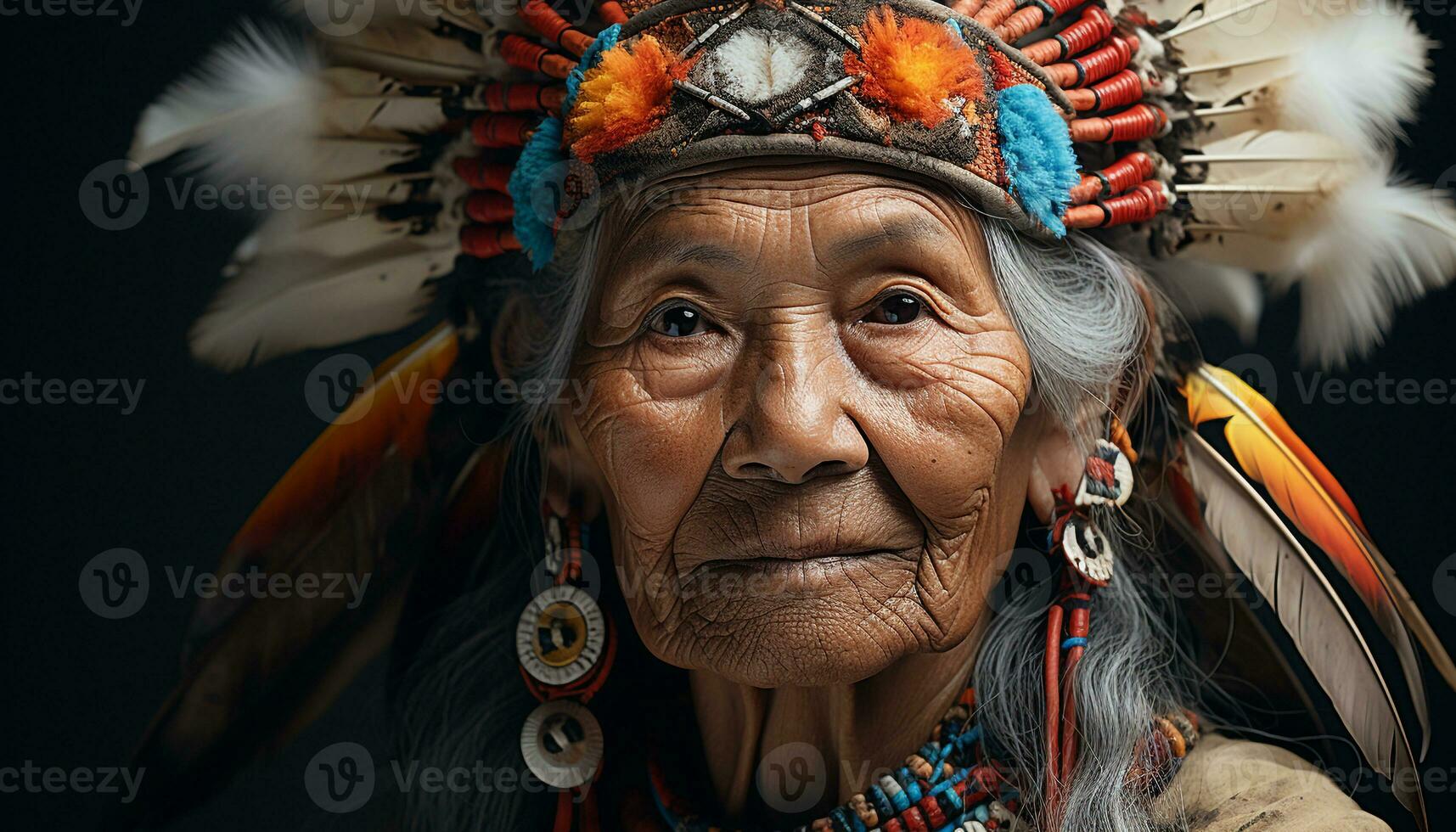 ai généré souriant indigène femme dans traditionnel vêtements, à la recherche à caméra généré par ai photo