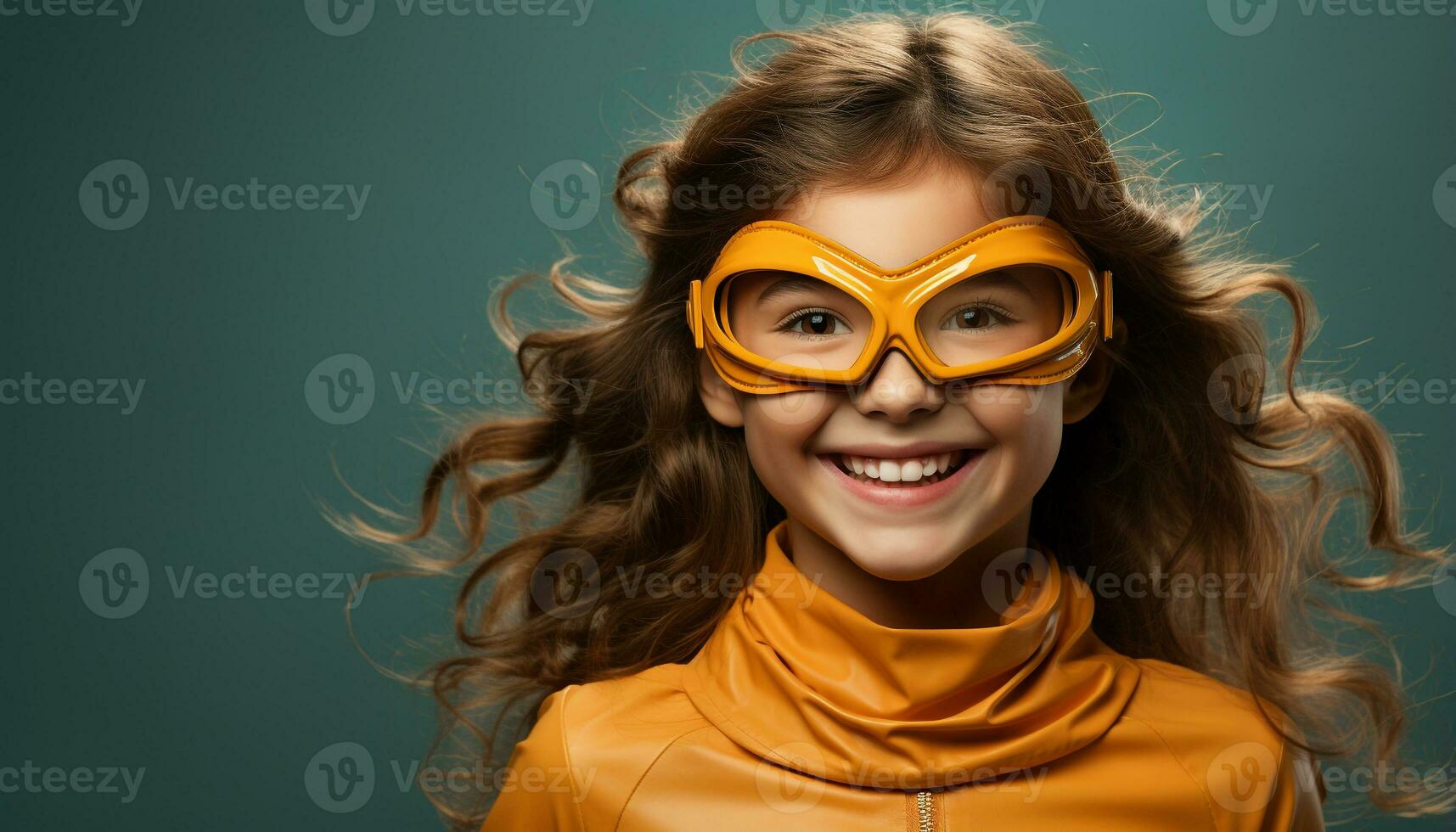 ai généré souriant femme avec longue marron cheveux dégage confiance et bonheur généré par ai photo